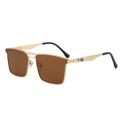 Double-Bridge Metal Square Polarized Sunglasses for Men, Driving - 5