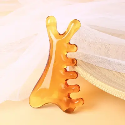 Harz 4-in-1 Gua Sha Massagekamm für Gesichtskonturierung und Lifting Beauty Wellness Massagegerät Faszien Scraping Gesichtsbürste Meridian Massagebürste - 7