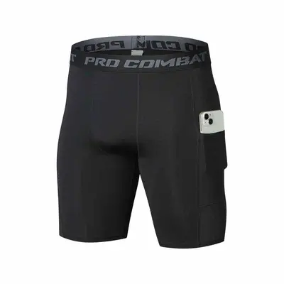 Men's Compression Fitness Shorts, High-Stretch Quick-Dry Running Training Shorts with Pock - 7