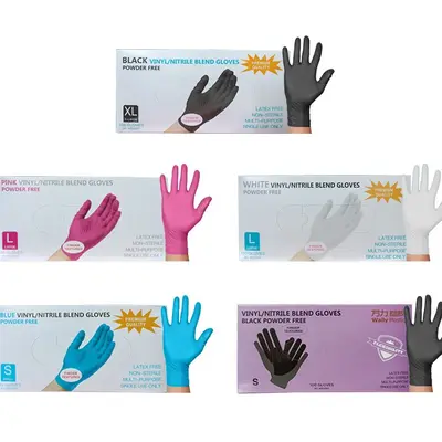 Factory Disposable Black Composite Nitrile Gloves Modified PVC Beauty Hairdressing Tattoo Auto Repair Wear-Resistant Snug Fit Hand