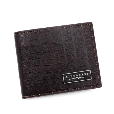 Korean-Style Stone-Pattern Men's Short Wallet, Tri-Fold TPU - 6