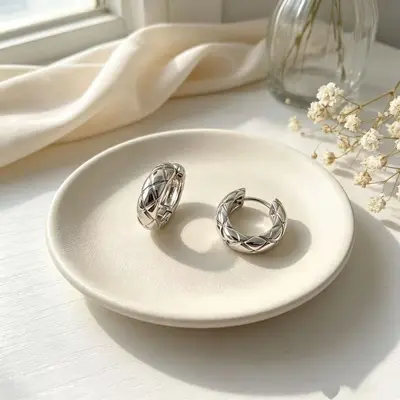 S925 Sterling Silver Diamond Pattern Earrings Women