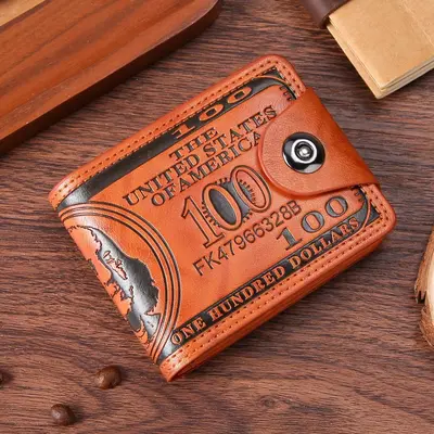 Men's Ultra-Light PU Wallet, US Dollar Pattern, Retro Multi-Card - 7