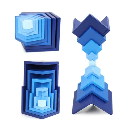 Beech Wood Cube Building Blocks, Stackable Educational Toy, Ages 3+ - 5