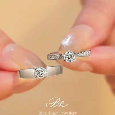 Hochkarbon-Diamantring, Paarring, versilbert - 3