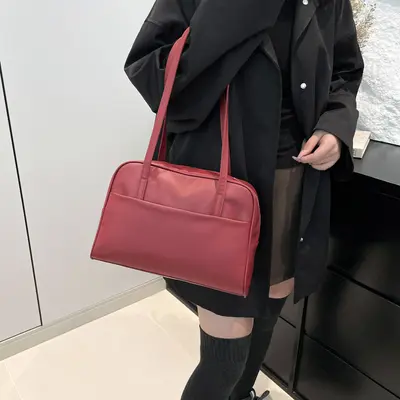 Koreli Tarzı Büyük Kapasiteli Tek Omuz Çantası Kadın 2025 Sonbahar Yeni Koleksiyonu Vintage Koltuk Altı Çantası Şık Minimalist Stil Tote Çanta - 5