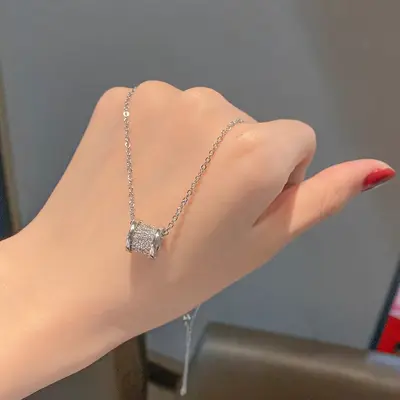 Factory price copper micro-inlaid real gold plated titanium steel women's necklace, lightweight luxury niche summer clavicle chain, high-end design. - 8