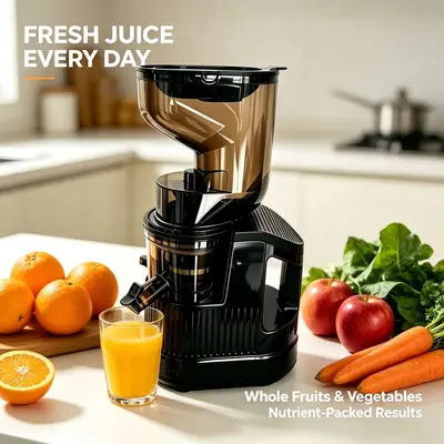Slow juicer large diameter, cold-press fruit and vegetable juice