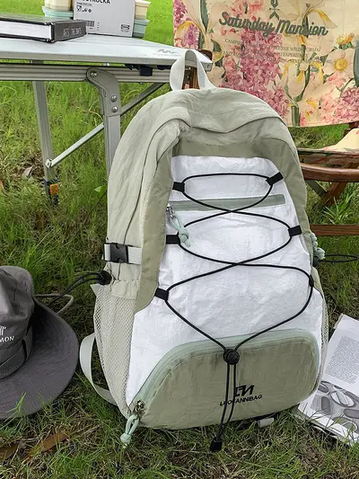 Large-Capacity Color-Block Backpack for Hiking and School - 7