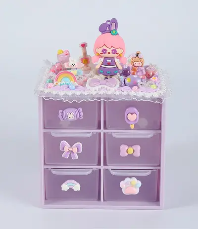 Children's 6-Compartment Jewelry Storage Box with Cream Glue DIY Craft Kit - 9
