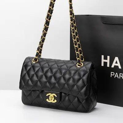 Genuine Leather CF Chain Small Single Shoulder Crossbody Bag for Women - 7