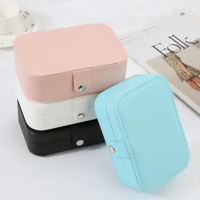 Simple Flip-Top Travel Two-Layer Portable Jewelry Box Ring Necklace Earring Multi-Layer Jewelry Storage Box