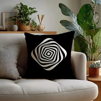 Black and White Geometric Throw Pillow Cover, Modern Minimalist Sofa Cushion - 11