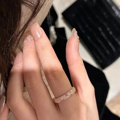 Farbige Diamantreihring Dopamin-Stil rosa - 4