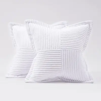 Solid Color Striped Velvet Sofa Cushion, Office Lumbar Pillow - 7