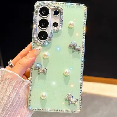 适用三星S26Ultra珍珠小马手机壳S24FE闪钻S25全包防摔DIY保护套 - 13