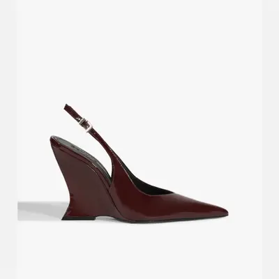 Women's Pointed Toe High Heel Backless Patent Leather Sandals - 7