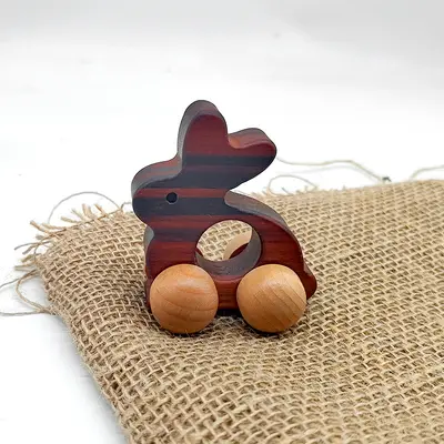 Solid Wood Push Toy with Natural Finish, Eco-Friendly Water-Based Paint, Safe for Baby Teething, Multiple Styles Available, Gift-Suitable - 7