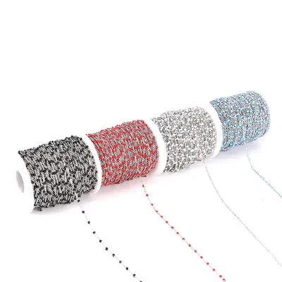 Edelstahl-Tropfölkette mit bunten Emaille-Perlen für DIY