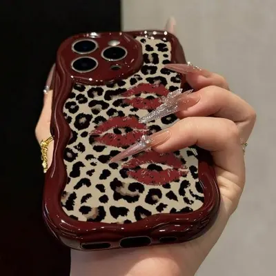 Retro-Leoparden-Handyhülle mit Wellenrand für iPhone 17 Pro und 16