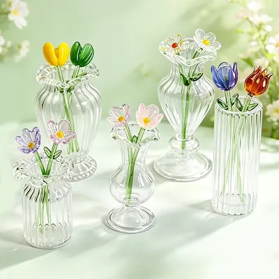 Mini Handmade Glass Vase for Eternal Flowers Desk Decor - 4