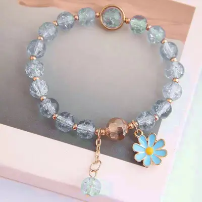 Small Daisy children's beaded bracelet, for girls and students, handmade elastic boutique jewelry, cross-border crystal bracelet. - 13