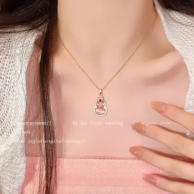 Titangold Damenkette mit Perlenkette - 12