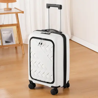 Impact-Resistant Trolley Suitcase with Zipper and Combination Lock - 7