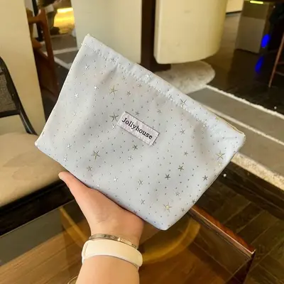 Star Embroidered Women's Makeup Bag, Large Capacity Travel Pouch - 8