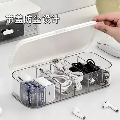 Desktop double-layer cable storage organizer box - 2