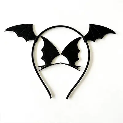 Halloween-Haarreif-Set mit Fledermaus-Klammern und Teufelshörnern