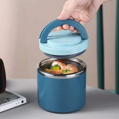 Isolierte Lunchbox aus lebensmittelgerechtem Edelstahl, große Kapazität Lunchbox für Schüler und Büromitarbeiter, mehrschichtige tragbare isolierte Behälter