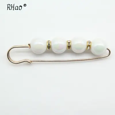 Large Imitation Stone and Pearl Brooch Pin, Silk Scarf Clip - 11