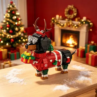 Weihnachts-Dackel Bausteine Modellset - 3