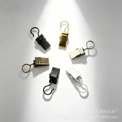 Metal Curtain Buckle with Ring, Open and Closed Crocodile Clips