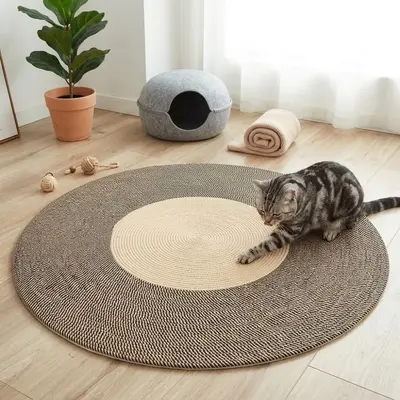 Nordic Woven Cat Scratch Mat, Durable, Cotton Rope - 8