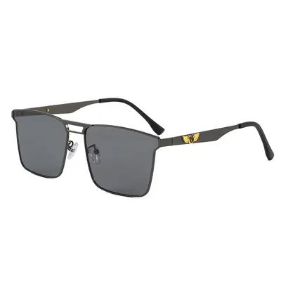 Double-Bridge Metal Square Polarized Sunglasses for Men, Driving - 4