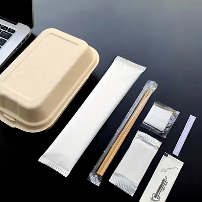 一次性筷子湿巾牙线手套四件套组合餐厅外卖餐具加粗21CM独立包装