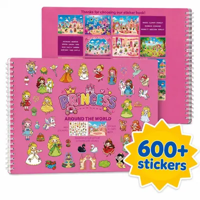 Prinzessinnen-Stickerbuch und Malbuch für Kinder, 600 Sticker, 3-8 Jahre, CPC-zertifiziert