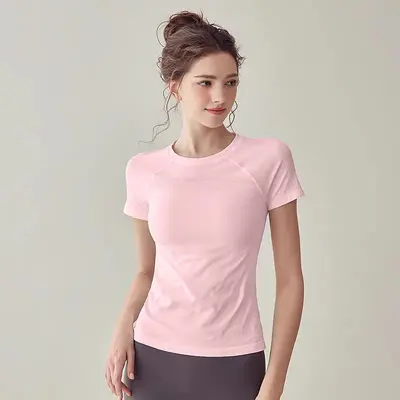 Women's Slim-Fit Quick-Dry Yoga Top, Short Sleeve - 11