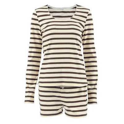 Women's Striped Long-Sleeve Knitted Pajama Set with Shorts, 2025
