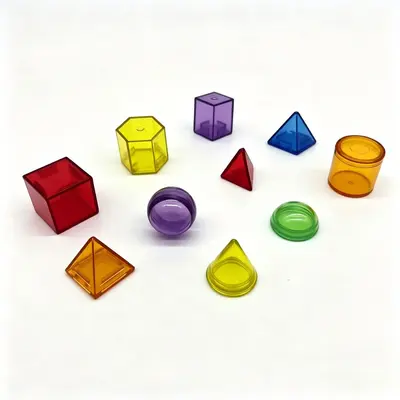 Şeffaf yapı blokları 10 cm, 3D geometrik şekiller, erken eğitim - 3