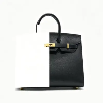 External Seam Palm Print EP Leather Platinum Bag