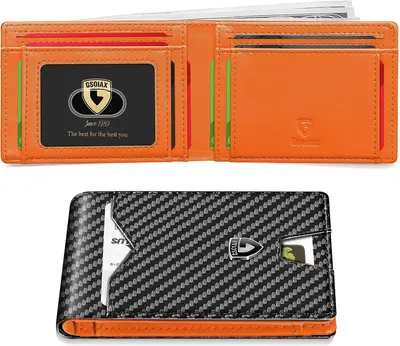 Karbon fiber dolar klipsi erkek cüzdanı, RFID korumalı, çok kartlıklı - 13