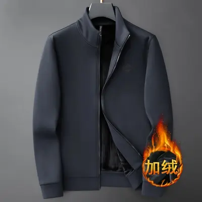 Herren-Kapuzenpullover, Baumwolljacke mit Fleece-Futter, Baseballjacke, Herbst - 12