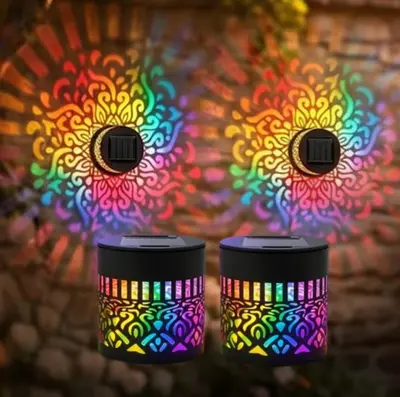 太阳能户外壁灯防水聚光曼陀罗花纹感应庭院灯别墅铁艺壁挂灯笼灯 - 10