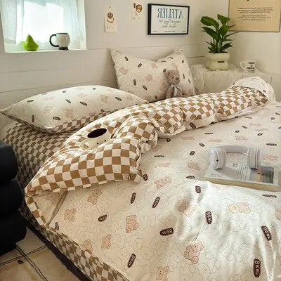 Manufacturer wholesale four-piece cartoon pattern bedding set, single sheet, dormitory sheet, duvet cover, ins-style quilt cover, three-piece set, autumn 3. - 9