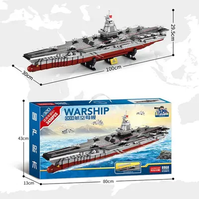 Fujian Gemisi Yapı Blok Seti, Büyük Boy Uçak Gemisi Modeli, Lego Uyumlu - 6