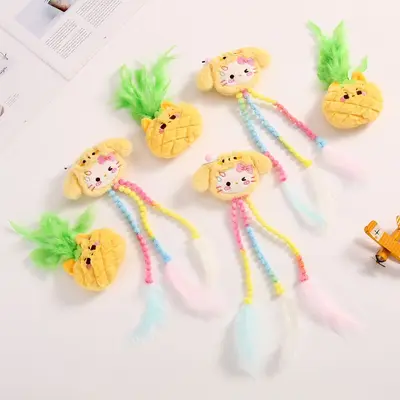 Ananas figürlü kedi oyuncağı, kedi nanesi dolgulu, oyun çubuklu - 2