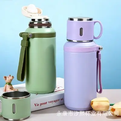 2025新款学生上学专用水杯茶水分离316不锈钢便携大容量保温杯